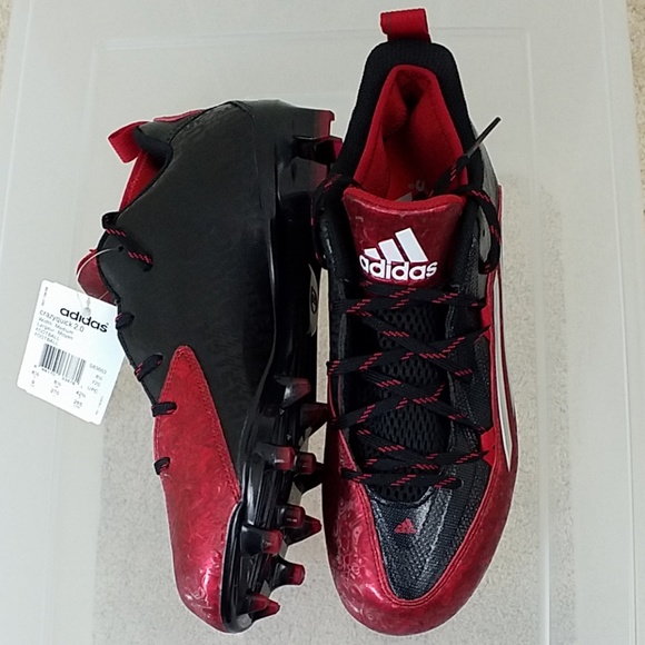 ADIDAS~Men's Sz 9-13~Red/Black Football Shoes NEW - Picture 2 of 5